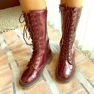 shin high combat boots
